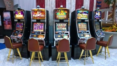 Live casino studio with multiple dealer tables